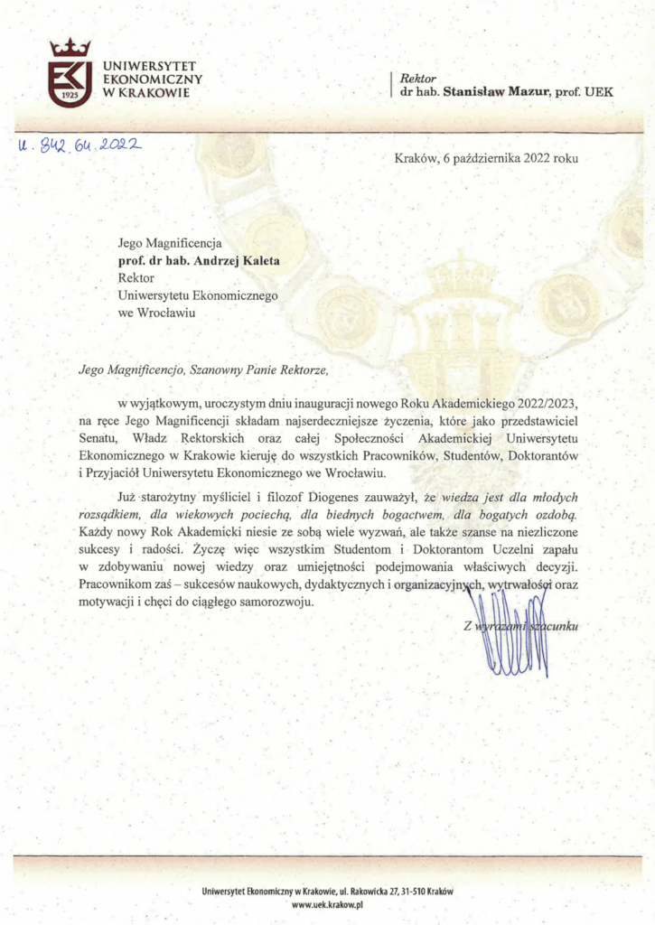 List gratulacyjny od ue_w_krakowie