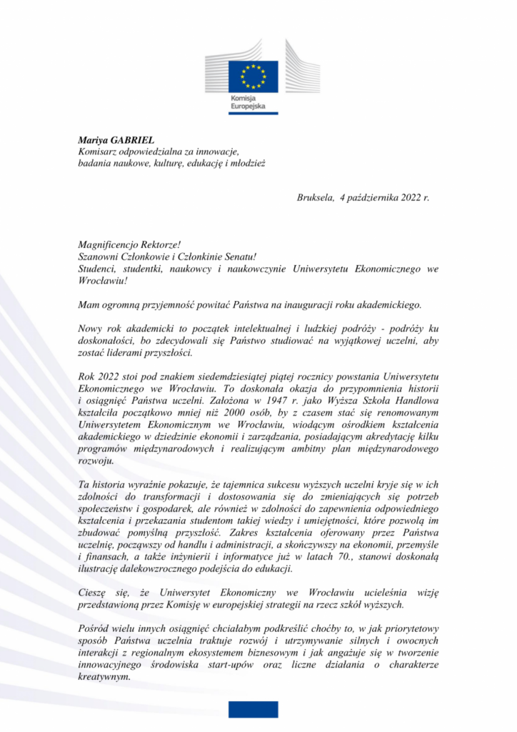 List gratulacyjny komisarz_gabriel Mariya