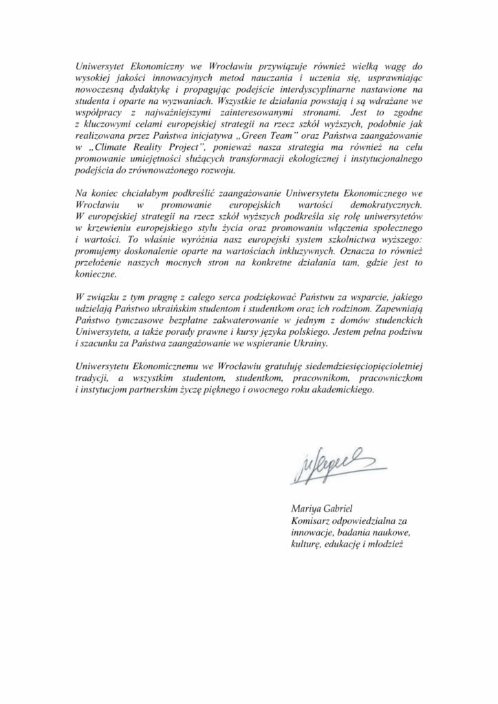 List gratulacyjny komisarz_gabriel Mariya