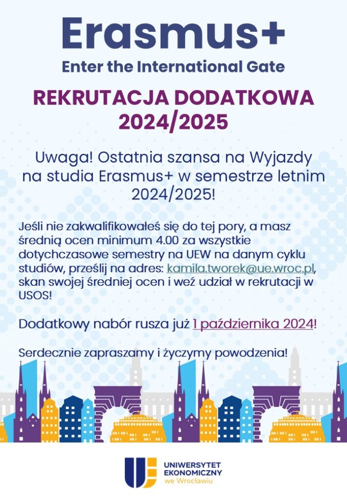 UEW Dodatkowa rekrutacja - Erasmus+