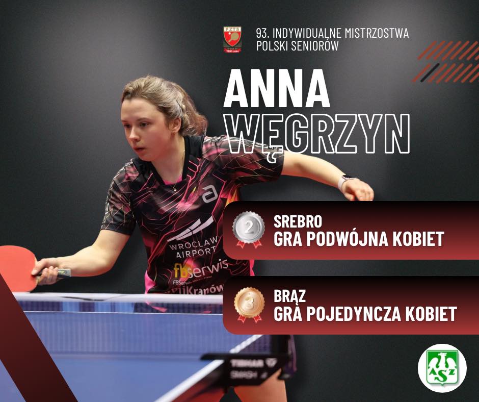 studentki UEW Anna i Katarzyna Węgrzyn z medalami mistrzostw Polski w tenisie stołowym
