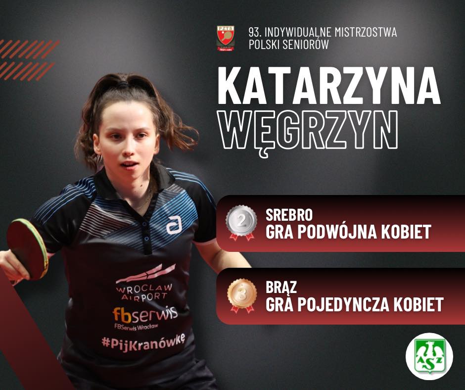 studentki UEW Anna i Katarzyna Węgrzyn z medalami mistrzostw Polski w tenisie stołowym