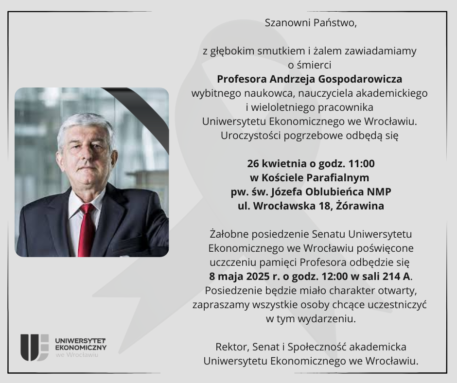 Pożegnanie Profesora Andrzeja Gospodarowicza UEW