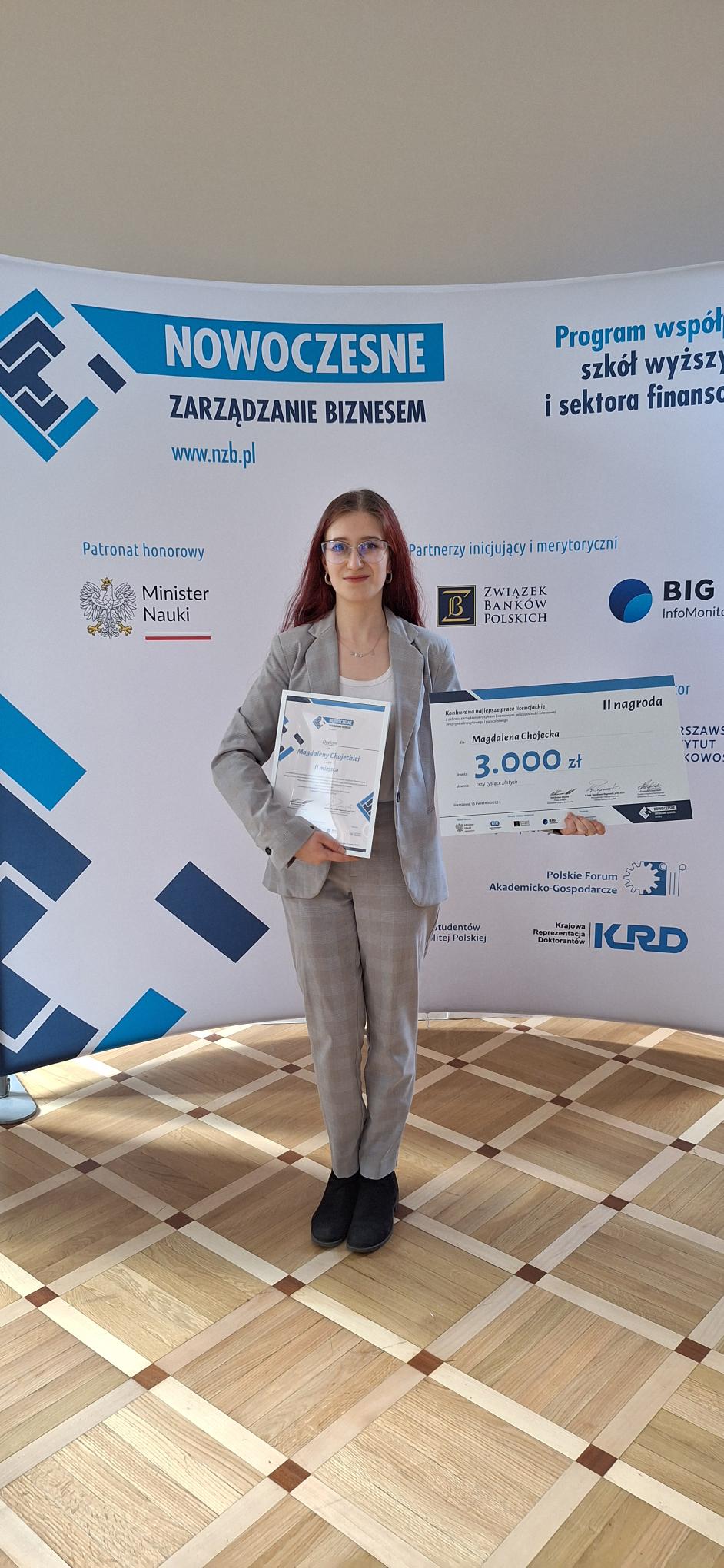 Magdalena Chojecka, Studentka UEW – Filii w Jeleniej Górze, zdobyła 2. miejsce w konkursie Warszawski Instytut Bankowości