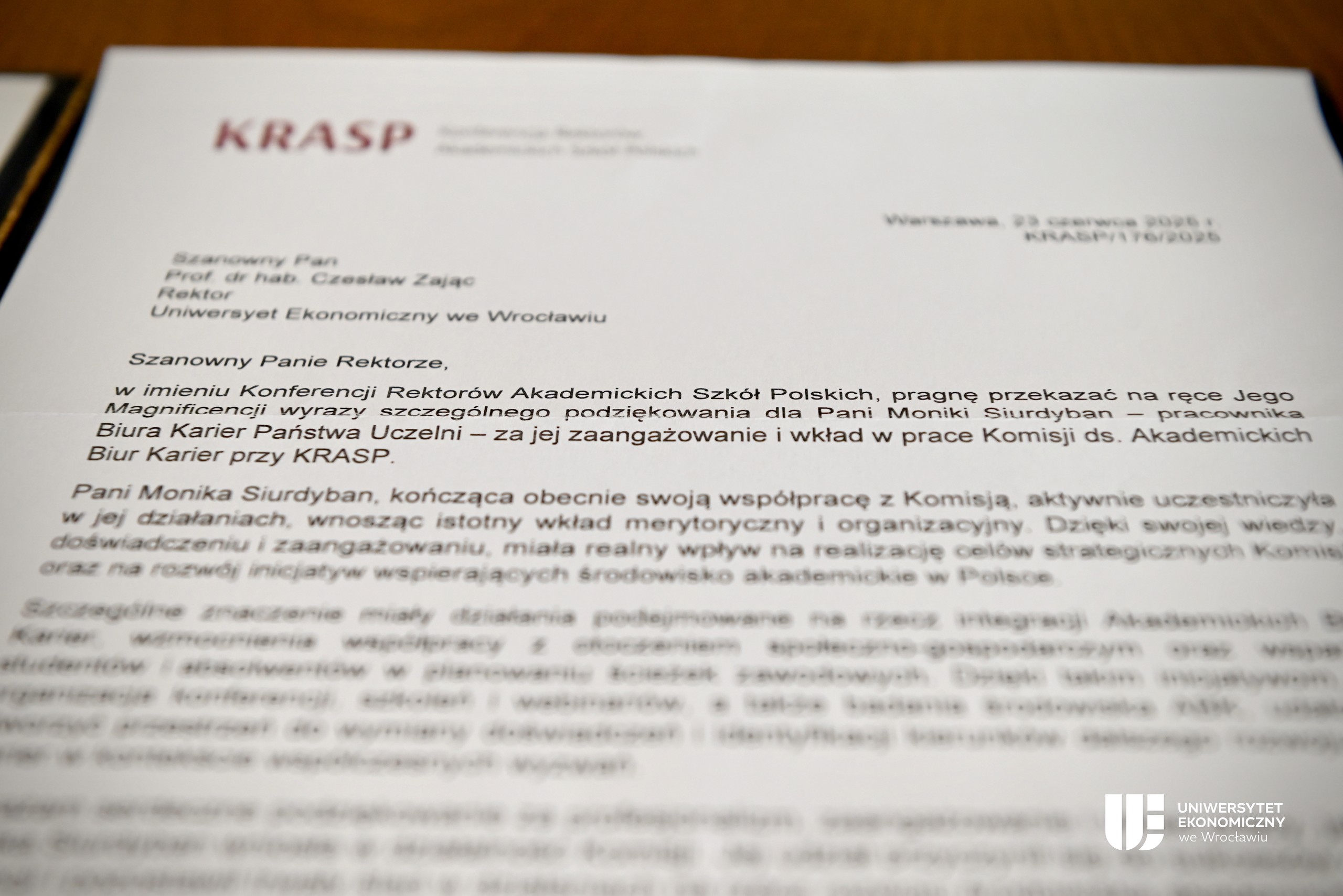 Wyróżnienie dla Moniki Siurdyban UEW od KRASP