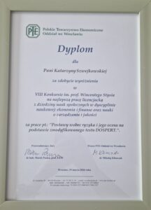 Konkurs im. Wincentego Stysia 2026 UEW - dyplom