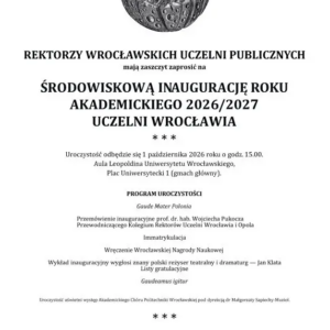 Środowiskowa Inauguracja Roku Akademickiego 2026/2027 Uczelni Wrocławia