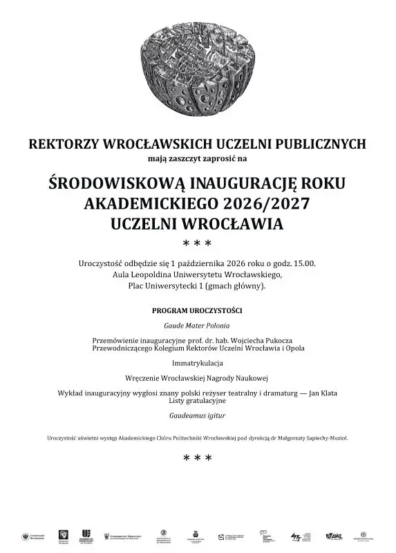Środowiskowa Inauguracja Roku Akademickiego 2026/2027 Uczelni Wrocławia